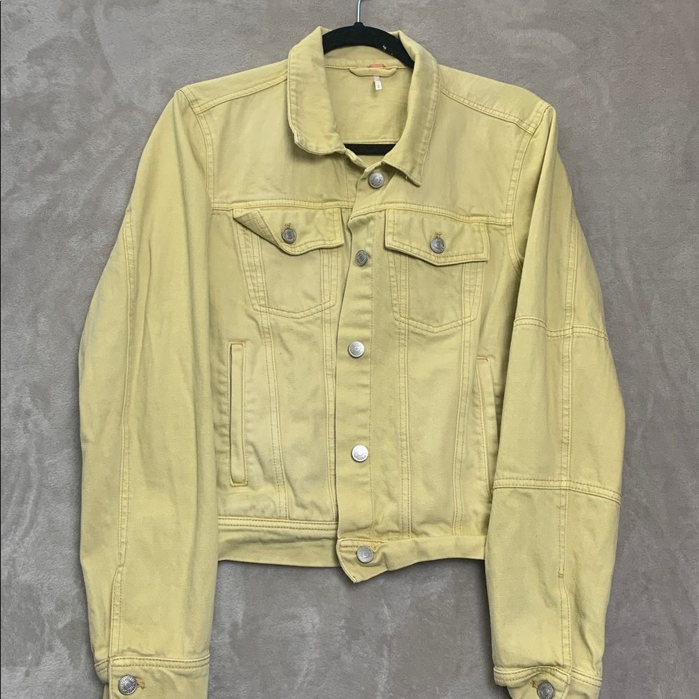 FREE PEOPLE | MEDIUM Women DENIM JACKET | YELLOW GOLDEN - Picture 9 of 16